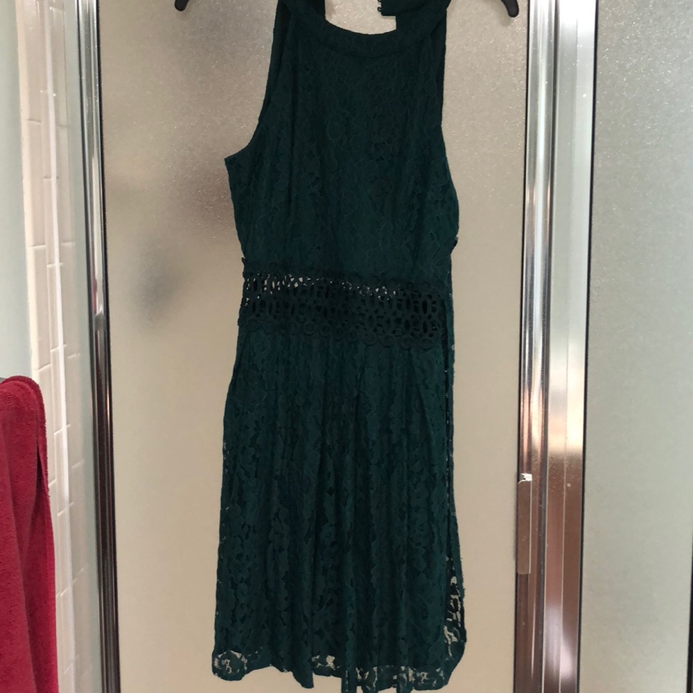 Emerald green dress with lace